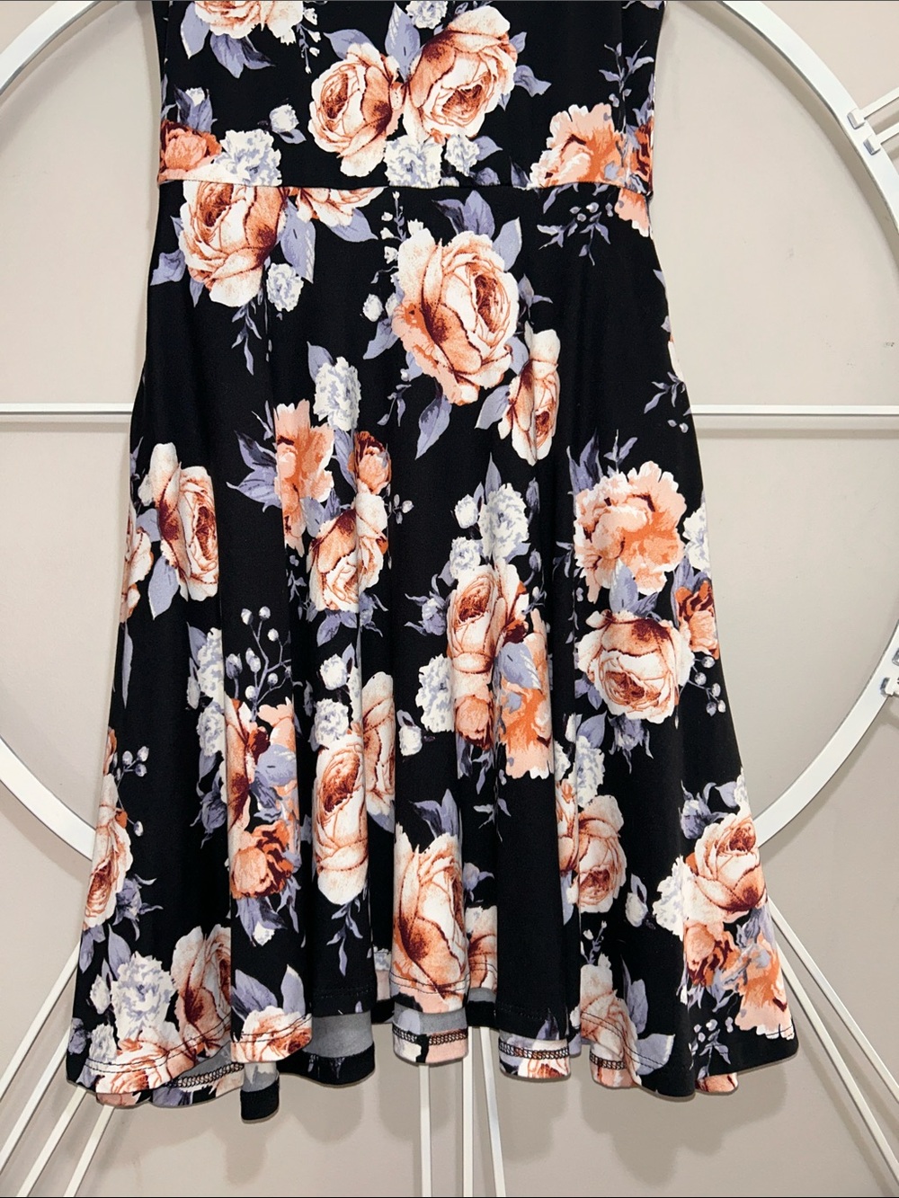 NWT Agnes & Dora Fit and Flare Mini Dress with Peach and Cream Roses - Picture 4 of 8